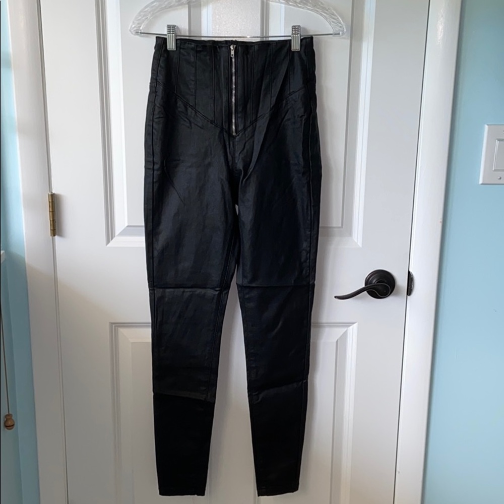High waisted faux leather jeans NWT